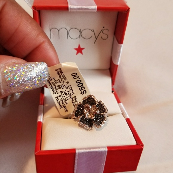 Black and white diamond ring size 7 - Picture 4 of 6